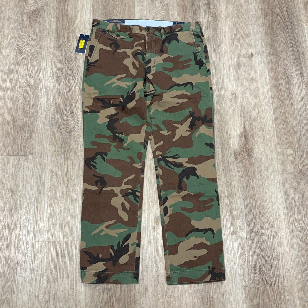 NWT Polo Ralph Lauren Men's Green Camo Cargo Military Pants Sz 36x31 Deadstock